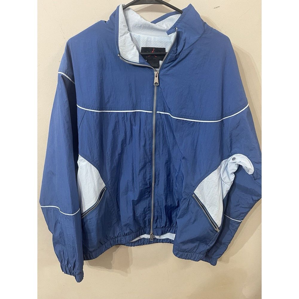 Nike Air Jordan Windbreaker Mens Large Blue Essentials Flight Warm Up Jacket